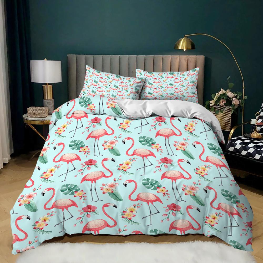 Korean Simple Three-Piece Set Love Leaf Kit Quilt Cover Bedding