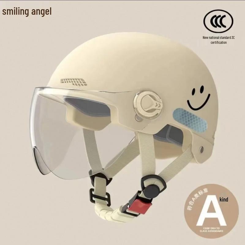 Smiley Face Helmet: New Certified National Standard, Sun-Protected, Ideal for Electric Scooter or Motorcycle Use