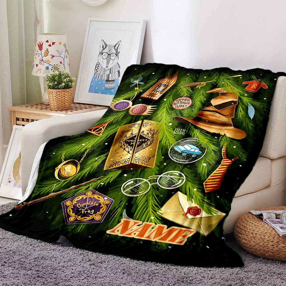 Custom Name "Harry's Magical Adventure" blanket for Couch & Bed, Plush Cozy Fuzzy Blanket Super Soft & Warm Blankets for Fall and Winter. 090864