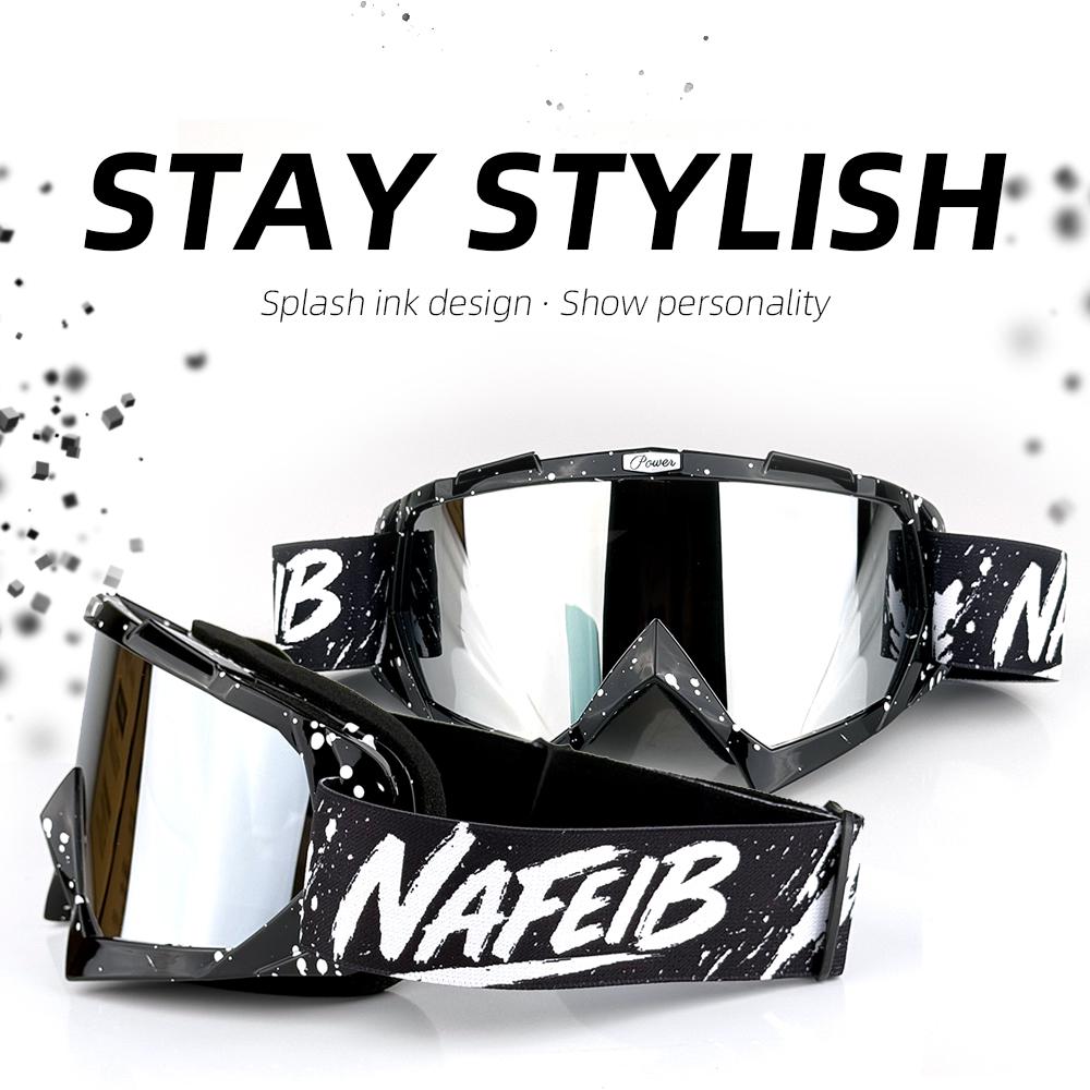 NAFEIB Occhiali da Moto Occhiali Motocross ATV MX Off Road Occhiali Anti-UV Protezione Casco Moto da Cross Maschera Antivento