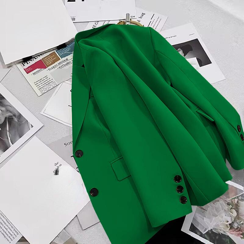 

Женский однотонный повседневный пиджак с карманами, корейский модный кардиган с длинными рукавами, разноцветные пиджаки, куртки 3XL