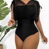 Shencai Sexy Europäischer & Amerikanischer Stil High Waist Einfarbig Jumpsuit mit Mesh V-Ausschnitt Oberteil, Hot Item X08