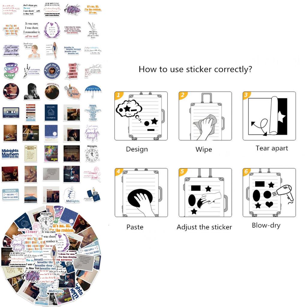 50pcs Midnight Pop Queen Taylor Swift New Album Midnights Stickers Nordic Style