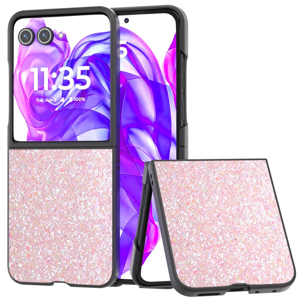 For Motorola Razr 50 Ultra 5G Case Glitter PU Covered PC Phone Shell