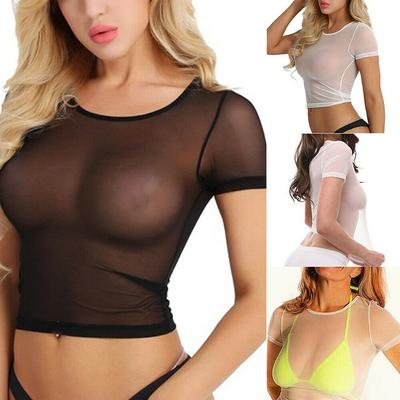 Fashion Womens See Through Mesh Sheer Tank Crop Top Vest Tshirt Blouse Tee Tops