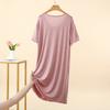 Damen Sommer Modal Pünktchen Rüschen Kurzarm Midi Kleid Übergröße Schmeichelnd Lockerer Schnitt Nachthemd Lässiges Nachthemd Loungewear Kleider