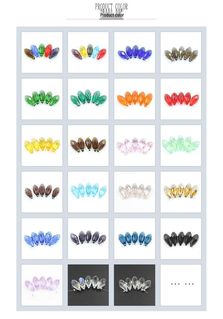 Crystal Glass Teardrop Beads 6x12MM Horizontal Hole for Handmade Jewelry DIY.