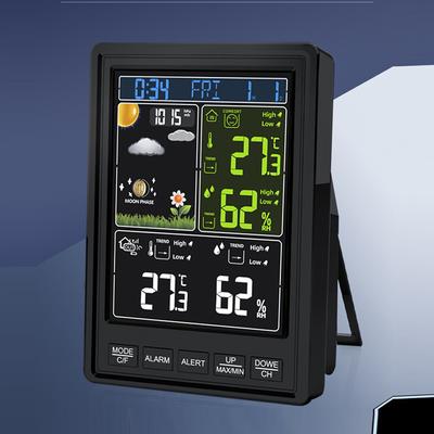 Multifunktionale Wetterstation für drinnen und draußen, kabelloses Thermometer für Temperatur und Luftfeuchtigkeit
