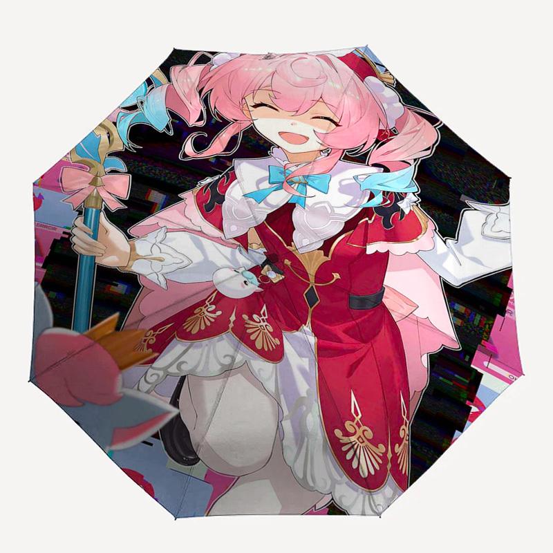 1 Stück Outdoor-Schirm mit Anime-Charakter-Design - Automatisches Öffnen/Schließen, Tragbares 3-fach faltbares Design, 8-Speichen-Eisenrahmen - Perfektes Geschenk für Fans, T