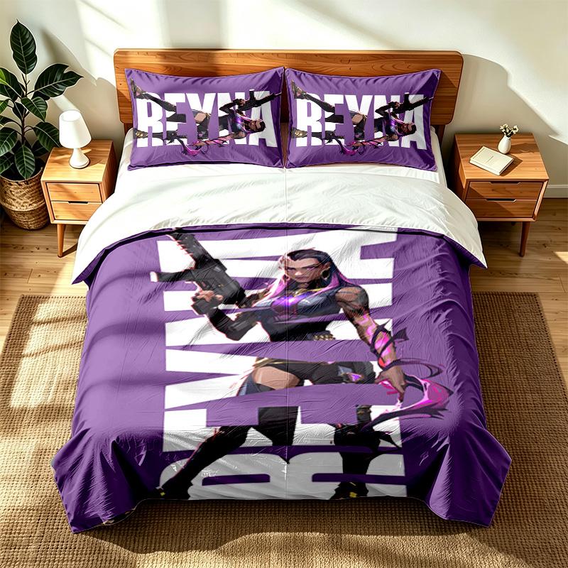 VALORANT (23) Juego de 3 piezas adecuado para dormitorios principales suave y cómodo un regalo ideal para familiares y amigos Incluye una funda nórdica y dos fundas de almohada