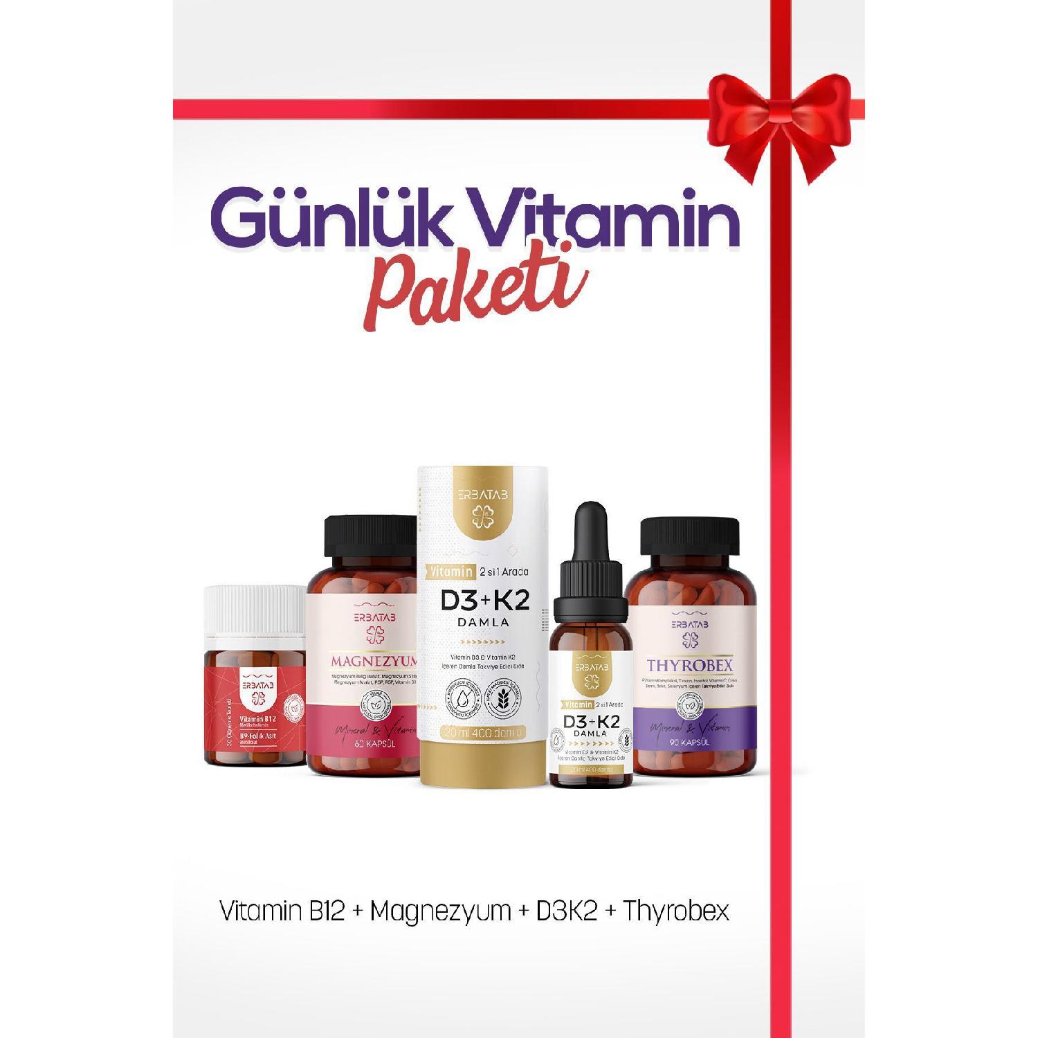

Daily Vitamin Package (thyrobex, D3k2, B12, Magnesium)