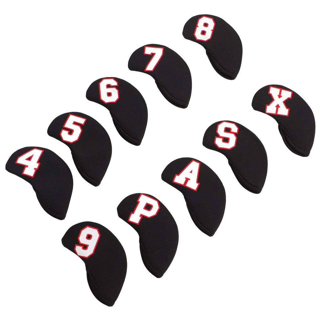 10PcsSet Number Golf Iron Head Cover Set Neoprene Golf Club Iron Protective HeadcoverBlack