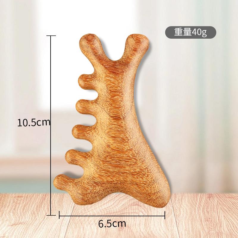 

Расческа-массажер для кожи головы 4-в-1 и инструмент для терапии головы при выпадении волос, Гуа Ша для расслабления меридианов - Премиальная сандаловая расческа для лица