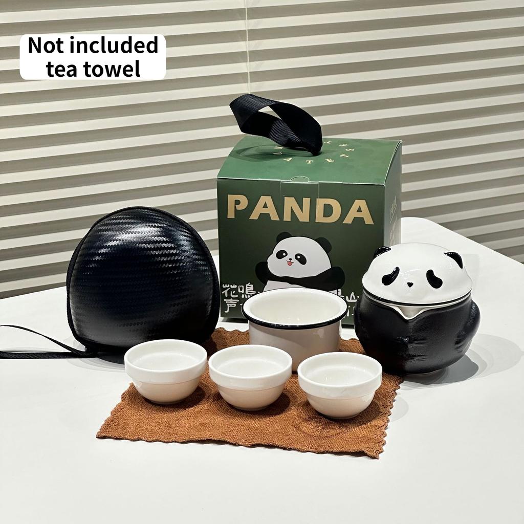 Ceramic Kung Fu Teaware Sets Creative Panda Tea Set Household Portable Travel Teacups One Pot Three Cups with Gift Box Drinkware