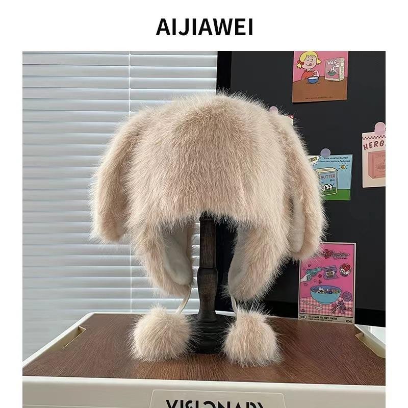 

Плюшевая шапка-медведь женская осенне-зимняя, подчеркивающая маленькое лицо, утолщенная теплая шапка для защиты ушей, милая имитация лисьего меха
