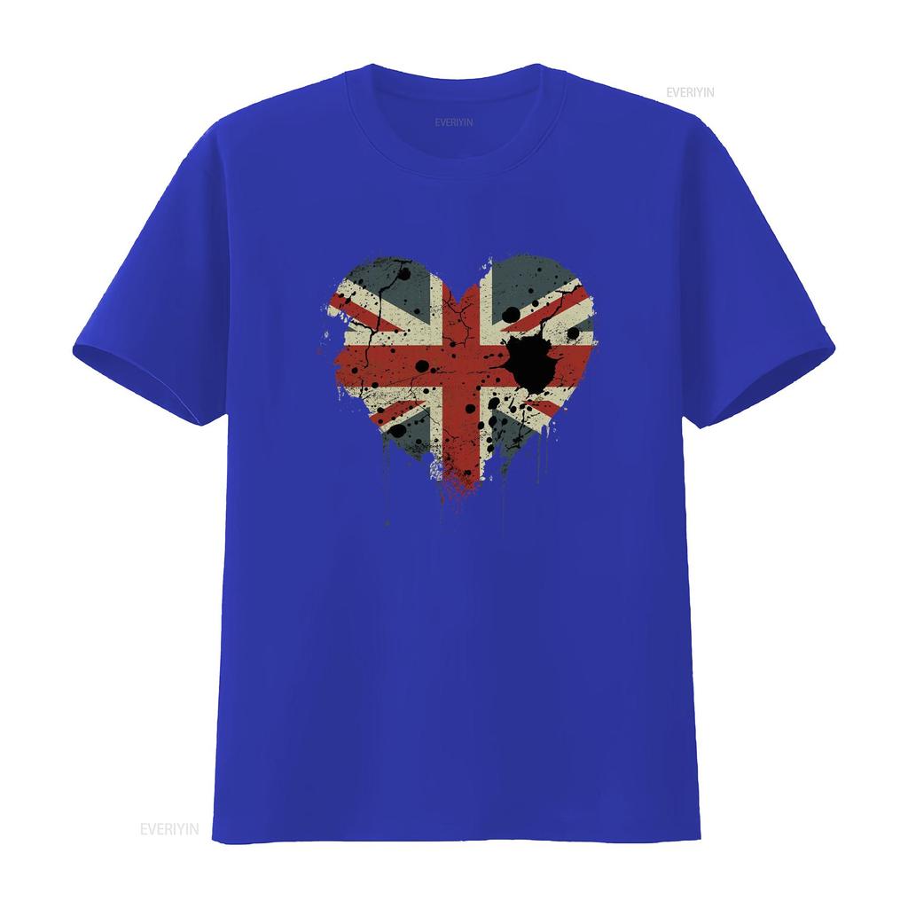 Stylish Love British Flag Union Jack Great Britain Team GB Mens Cotton T Shirt Vintage Washed Designer Clothes Breathable