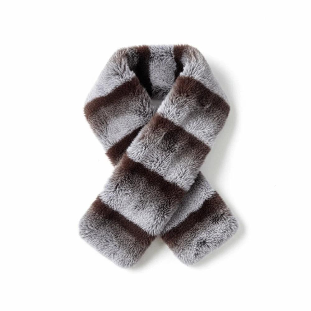 Thick Plush Cross Scarf Thermal Fluffy Muffler Double Sided Stole Faux Fur Collar Office Workers