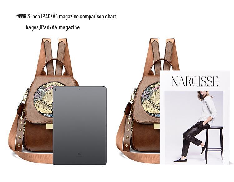 Women's Retro Leather Schoolbag - Versatile, Lightweight, High-Capacity Backpack