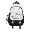 Zaino scuola zaino per ragazze scuola media strato traspirante leggero patta con chiusura stampa gatto inglese doppia spalla scuola media