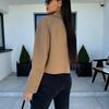 GMXIA Autumn Winter Fashion Suit Collar Solid Color Wool Small Coat for Women Jackets & Coats