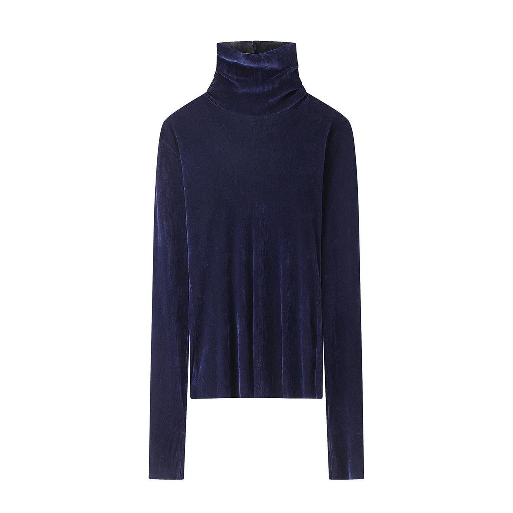 Autumn 2025 Velvet Slim-fit High-neck Long-sleeve Women's Top