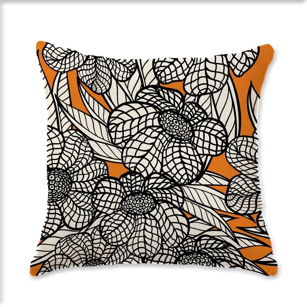 Vintage Plant Flower Style Single Side Digital Printing Bohemian Pillowcase Car Sofa Cushion Suite Bedroom Bedside Decoration