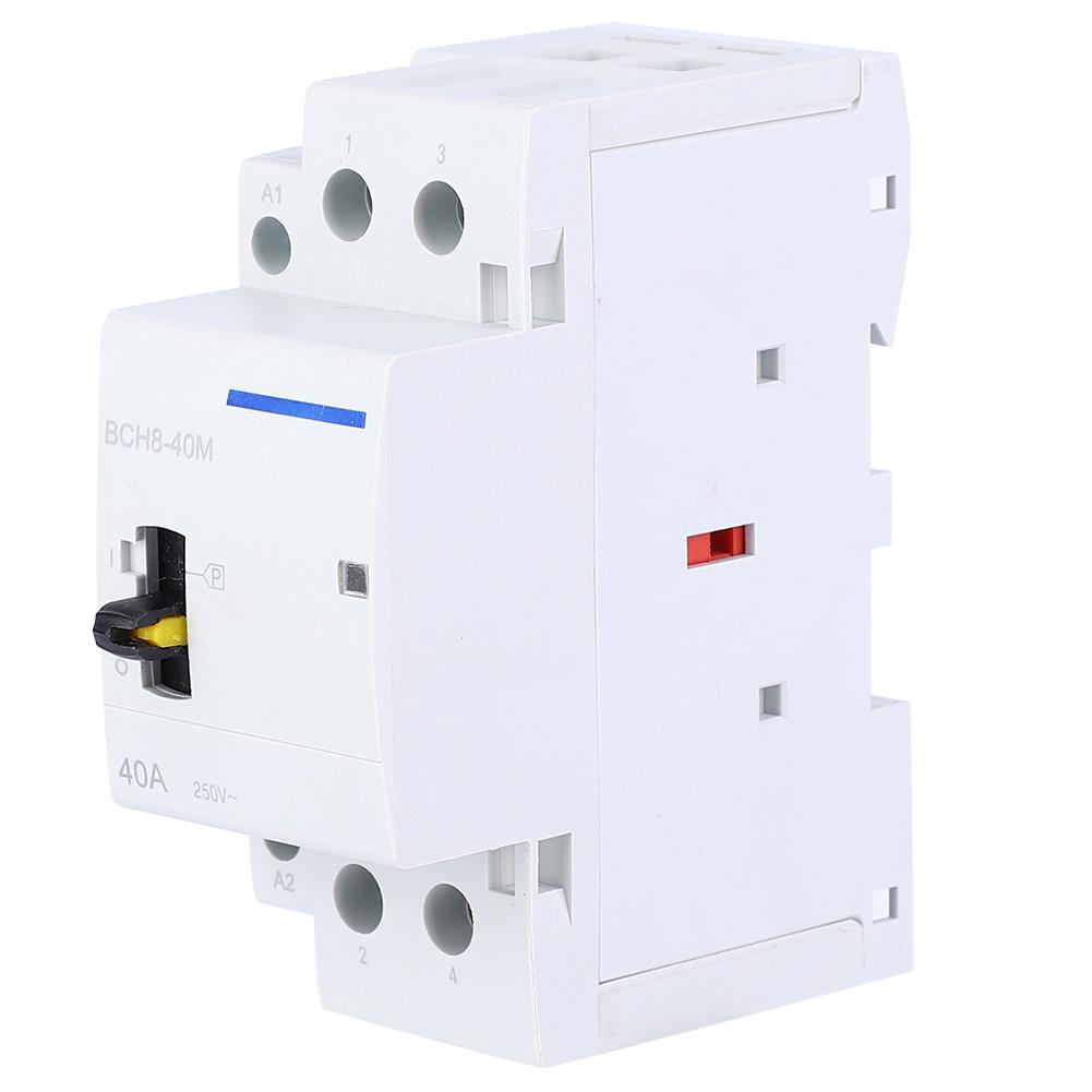 BCH840M 2P 40A 230V Household AC Contactor DIN Rail Mount with Manual Control Switch (2NO)