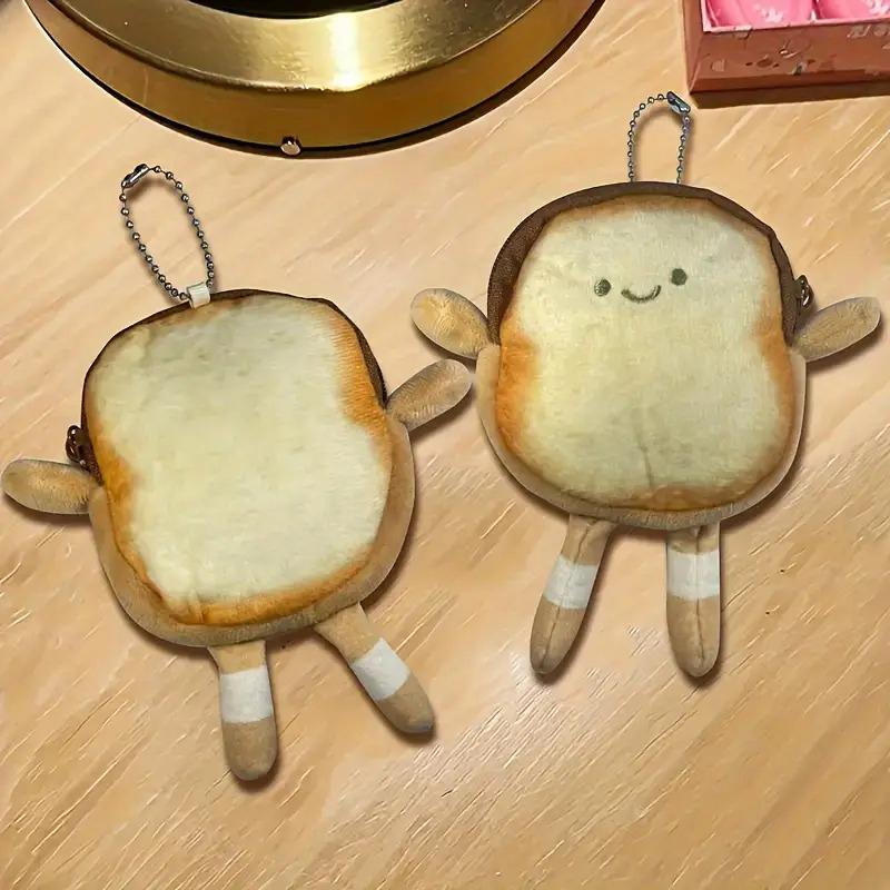 Female Toast Cute Expression Coin Purse Pendant Japanese Plush Storage Bag Korea Small Wallet Ins Style Creative
