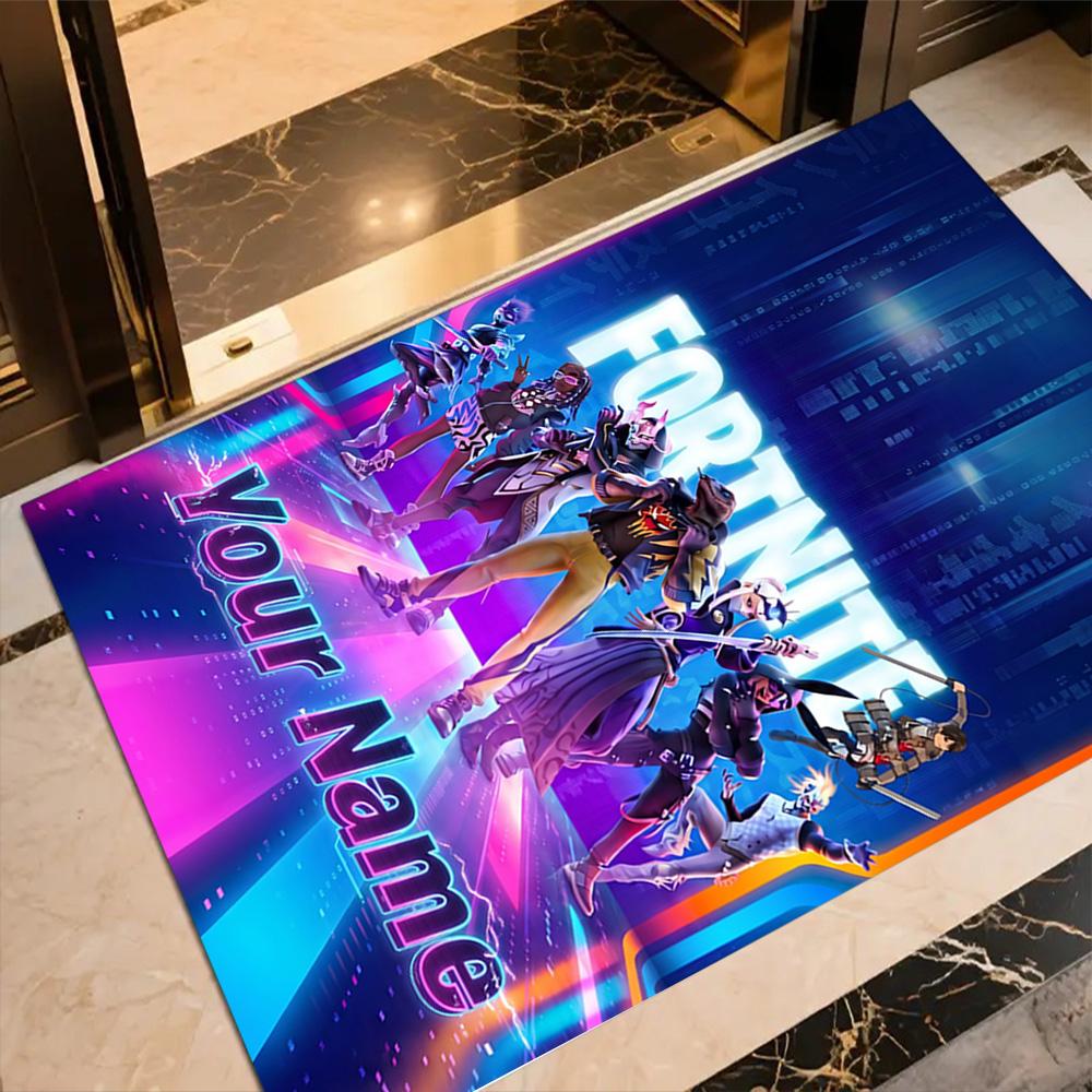 Fortnite Customized Name Floor Rug Office Rug Design for Living Rooms Foyer Dining Room Hallway Anti-slip Rug Anime Office Decor