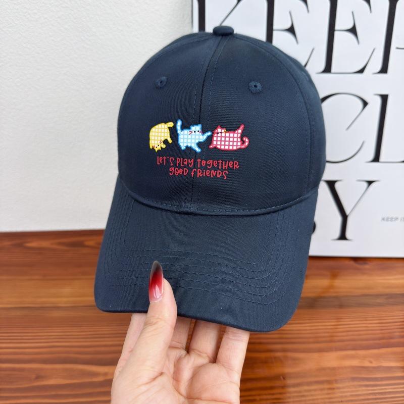 Cute cartoon animal baseball cap spring and summer big head circumference soft top cap women's fashion versatile hat