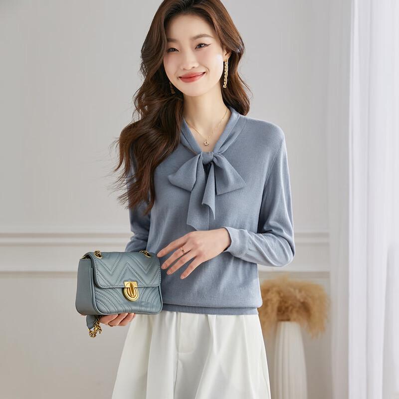 Women's Thin Wool Blend Bow Knit Sweater