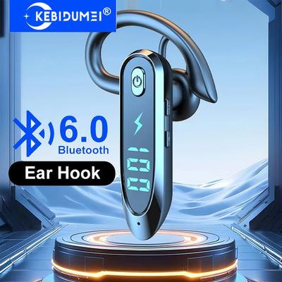Auricular Inalámbrico Bluetooth 6.0 de Gancho para la Oreja para Deportes y Negocios, Auricular Individual, Manos Libres, Resistente al Agua, con Micrófono, para Smartphone