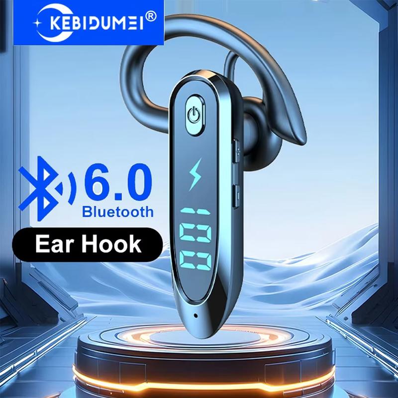 Wireless Bluetooth 6.0 Ear Hook Earphone Sports Business Single Ear Headset Handsfree headphones Waterproof With Mic Smartphone