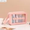 1pc Black Transparent Portable Women Travel Wash Bag Waterproof Makeup Storage Pouch Large Capacity Cosmetic Organizer