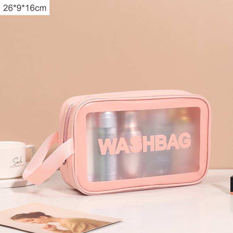 1pc Black Transparent Portable Women Travel Wash Bag Waterproof Makeup Storage Pouch Large Capacity Cosmetic Organizer