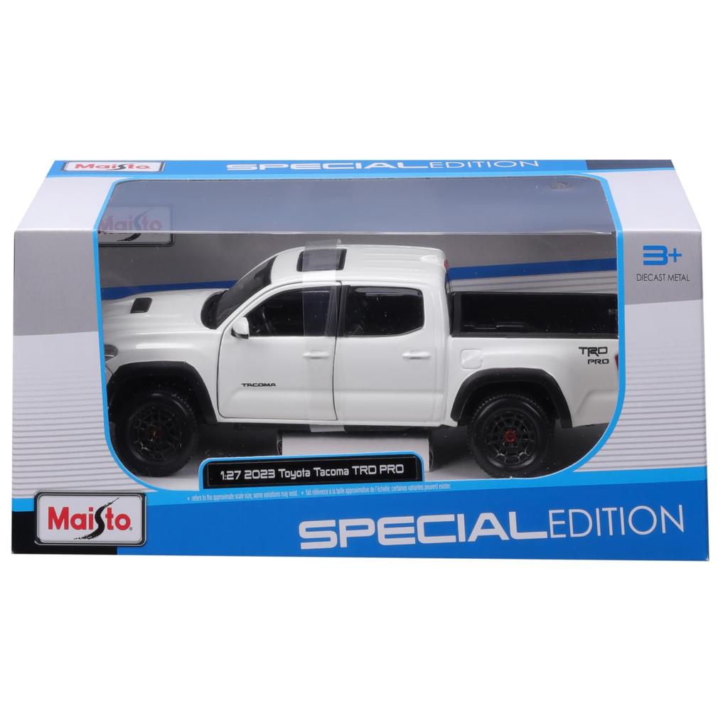 Maisto 1/27 Scale Toyota 2023 Tacoma TRD TRO White / Diecast Model Car, Finished Product, 32910 WT
