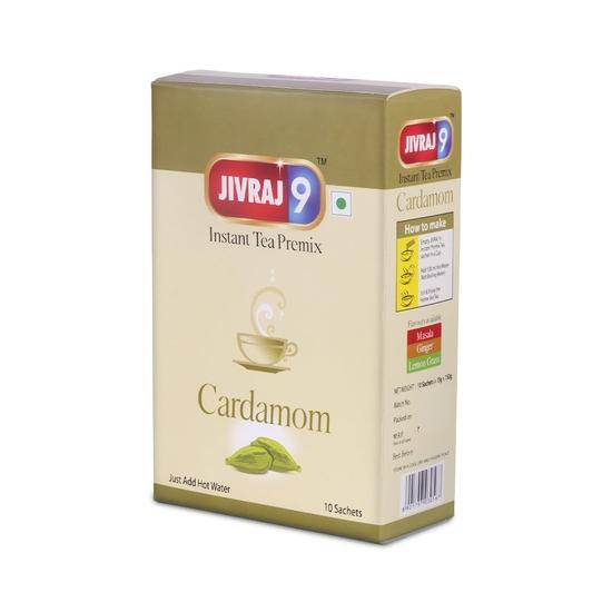 

Jivraj 9 Растворимый чайный премикс, Чайный премикс с кардамоном, Вкус элаичи, 150 г, 10 пакетиков, Упаковка 1