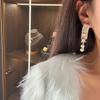 Vintage French Style Geometric Pearl Drop Earrings With Rhinestone Accents For Women