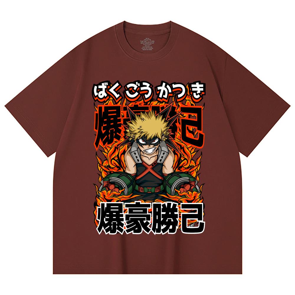 230 Gsm 100% Cotton My Hero Academia V13 Bakugo Print Unisex Heavy Cotton T Shirt