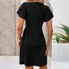 Women's Fashion Casual Twisted V-Neck Short Sleeve Solid Color Dresses