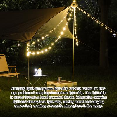 Guirnalda de luces para camping, IP67, impermeable, flexible, con múltiples modos de iluminación, recargable, para tienda de campaña, decoración para exteriores
