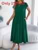 Euro Street Style Short Sleeve Pleated Dress With Pockets For Casual Daily Wear