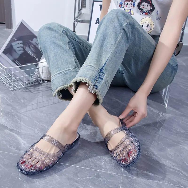 Fashion On Beach With Heel Slides Summer Women's Slippers and Ladies Sandals Korea Style H Sandal Sale 2025 Luxury Original Casual Shoes