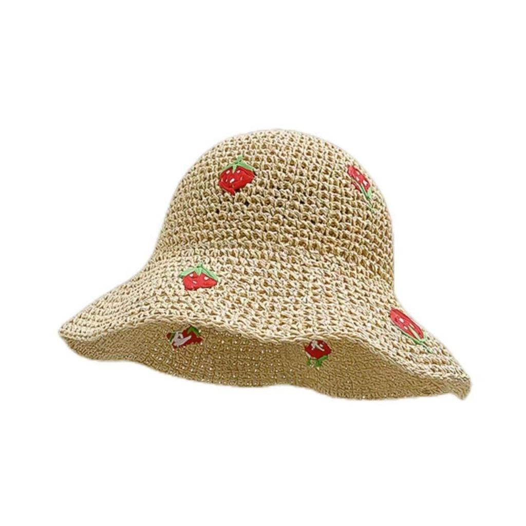 Summer new sun hat women's South Korea Dongdaemun weaving hollowed out after split fork sun protection hat fisherman hat children