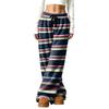 Women's Casual Striped Print Wide Leg Pants with Elastic Waist, Loose Fit Lined for Fall Winter