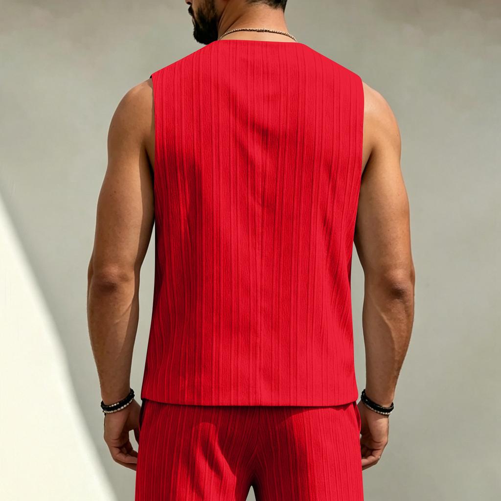 Gilet da uomo senza maniche con scollo a V e bottoni, casual, leggero, a coste, gilet sportivo per l'uso quotidiano e le attività all'aperto