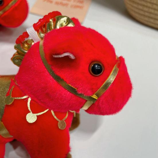 Red Horse Plush Keychain Realistic Soft Stuffed Animal Keyring Pony Mascot Gift for Company Events Kids