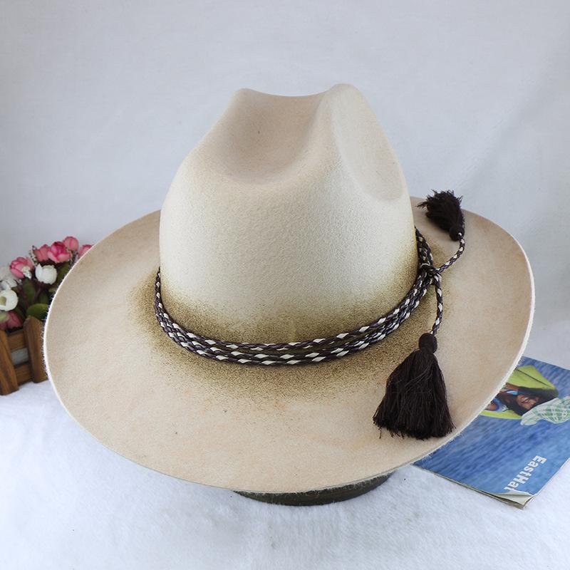 

Хит продаж Шляпа джаз из войлока мужская осенне-зимняя ретро британская шерстяная подарочная шляпа контрастная войлочная шляпа L（58-60cm）