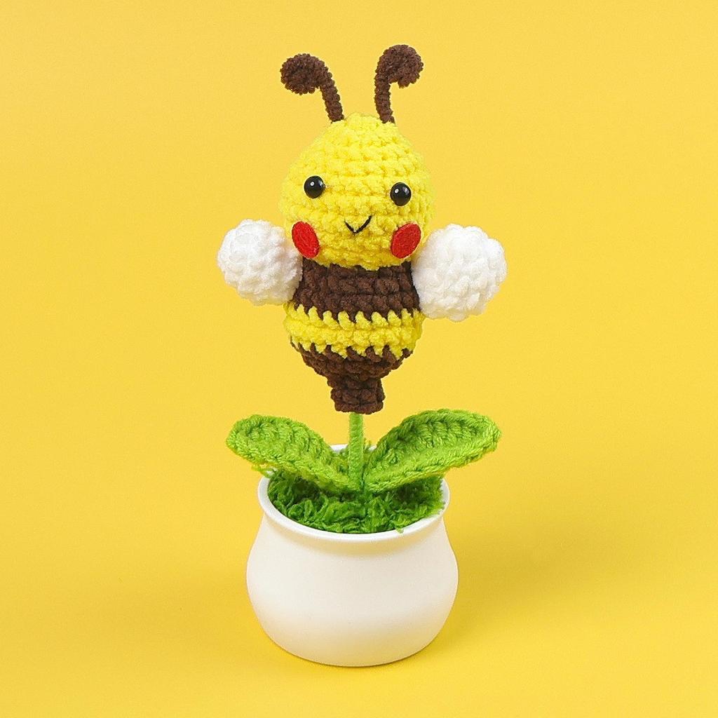 Hand-Knitted Wool Fake Flowers Set: Sunflower, Carnation, Tulip - Desktop Decor, Teacher/Student Gift, Everlasting Bouquet