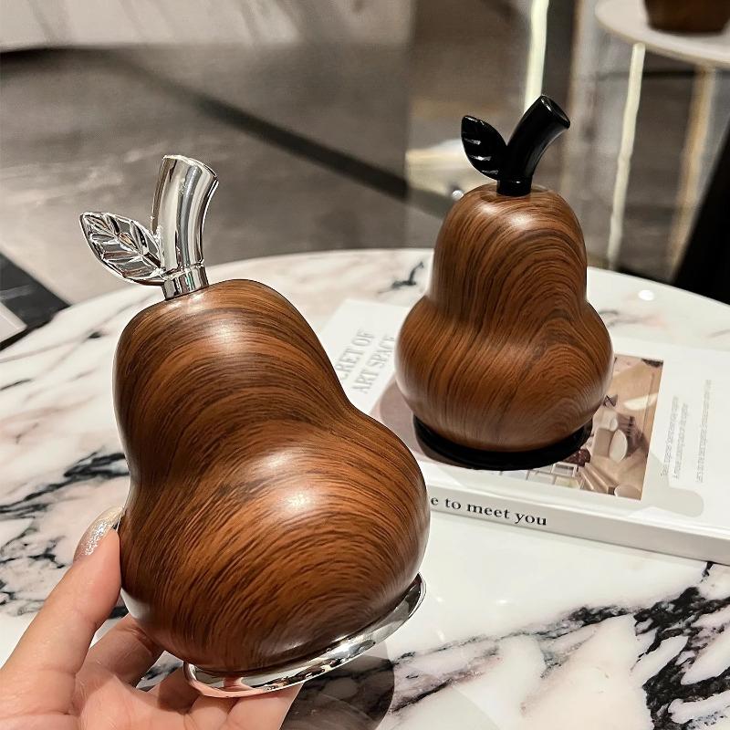 Pear-shaped Wood Grain Toothpick Box Dust-proof Moisture-proof Easy Access for Toothpick Storage Home Table Decoration Gifts
